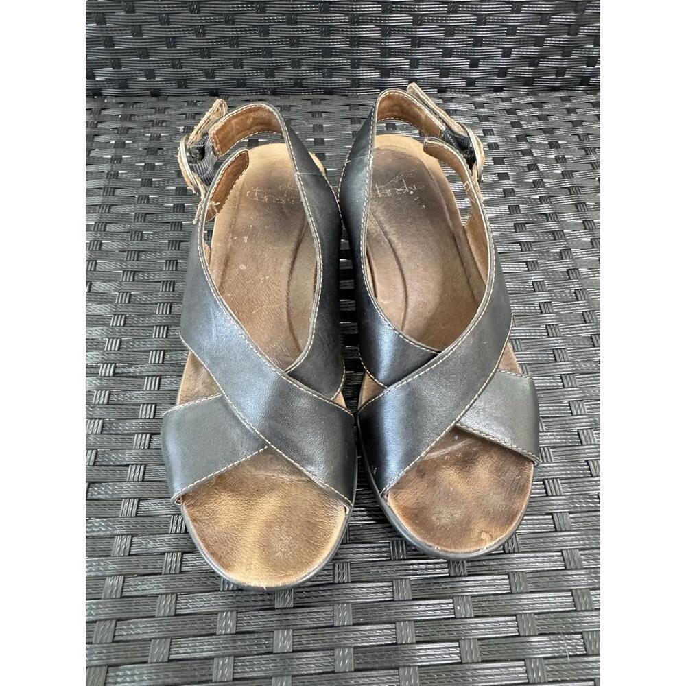 Dansko Jacinda Criss Cross Buckle Slingback Sandals Black Women’s Sz 36 6-6.5 US